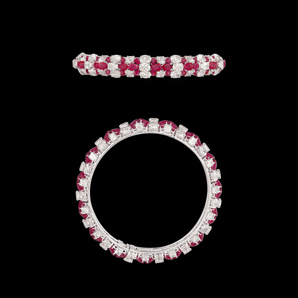 Gemstone Bangles – 18K White Gold | Gharenu GH004BNGNDP7061(R)