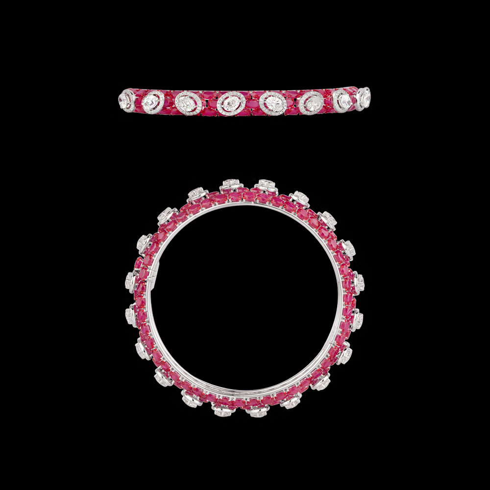 Gemstone Bangles – 18K White Gold | Gharenu GH004BNGNDP7070(R)