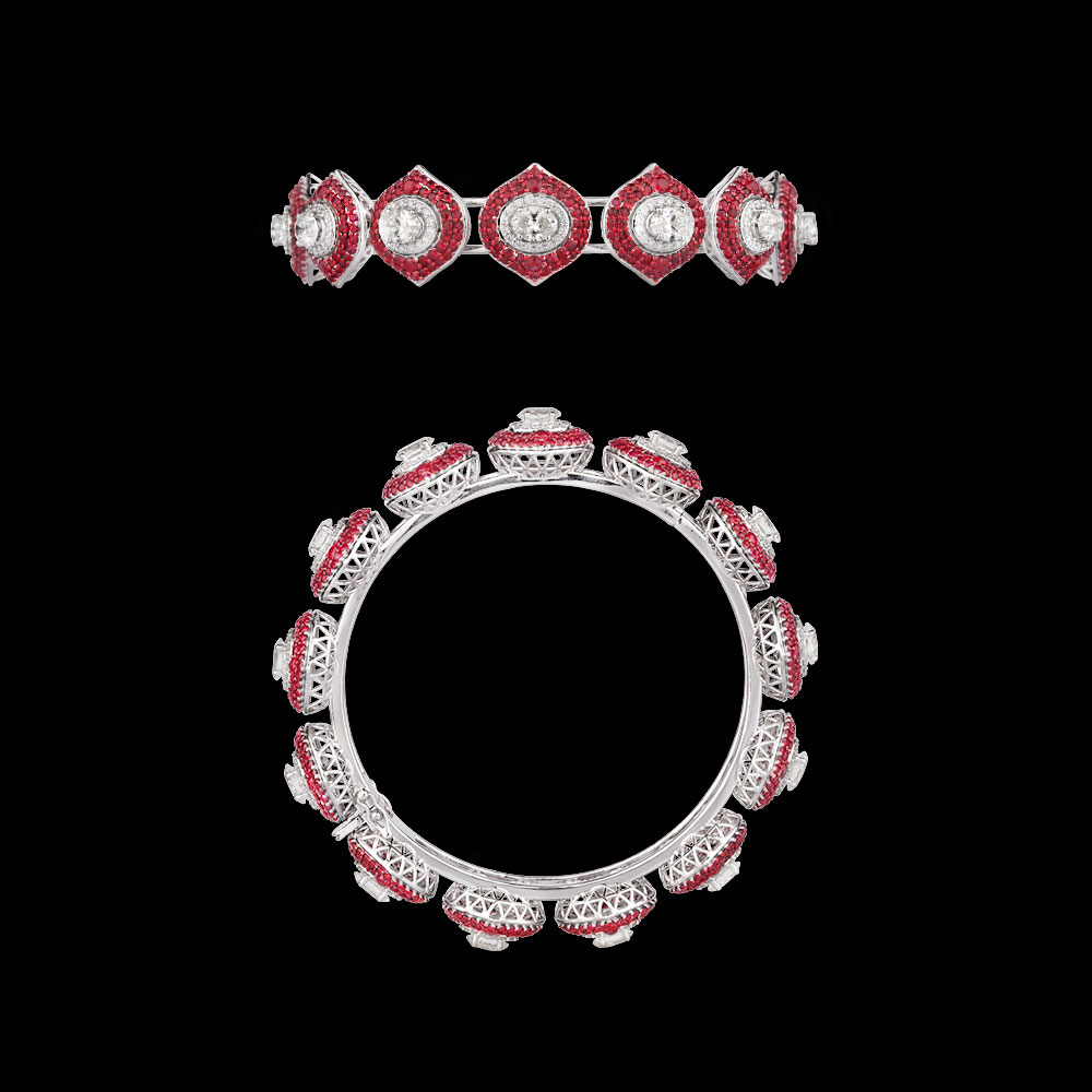 Gemstone Bangles – 14K White Gold | Gharenu GH004BNGNDP7072(R)