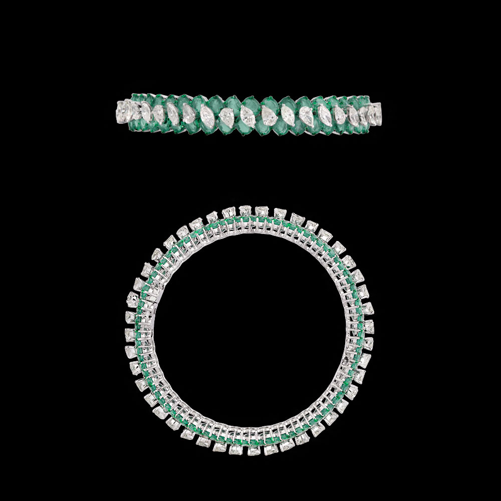 Gemstone Bangles – 14K White Gold | Gharenu GH004BNGNDP7076(E)