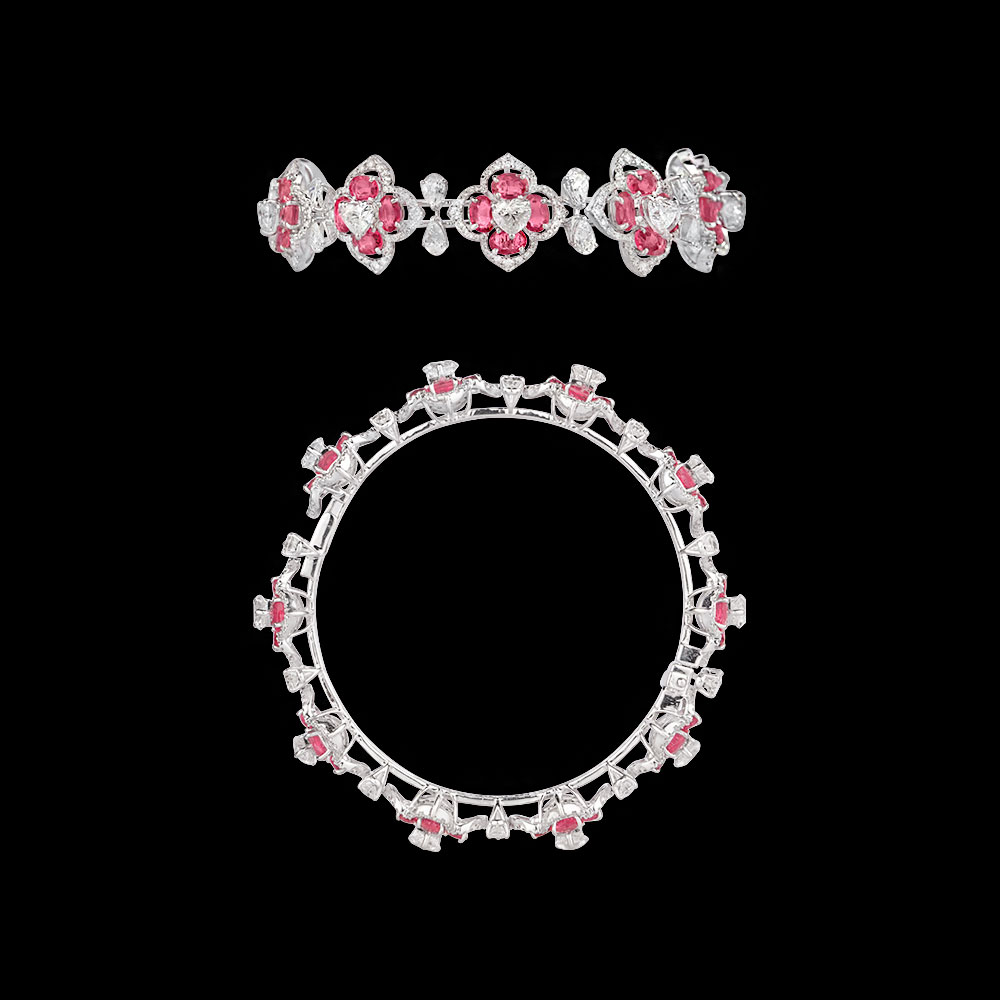 Gemstone Bangles – 18K White Gold | Gharenu GH073BNGDMDD3-307(R)