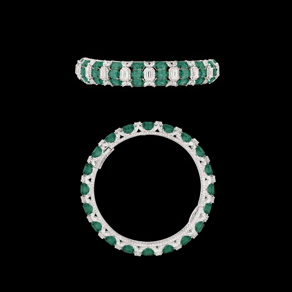 Exclusive Bangles – 18K White Gold | Gharenu GH078BNGSPJBG-0027(E)