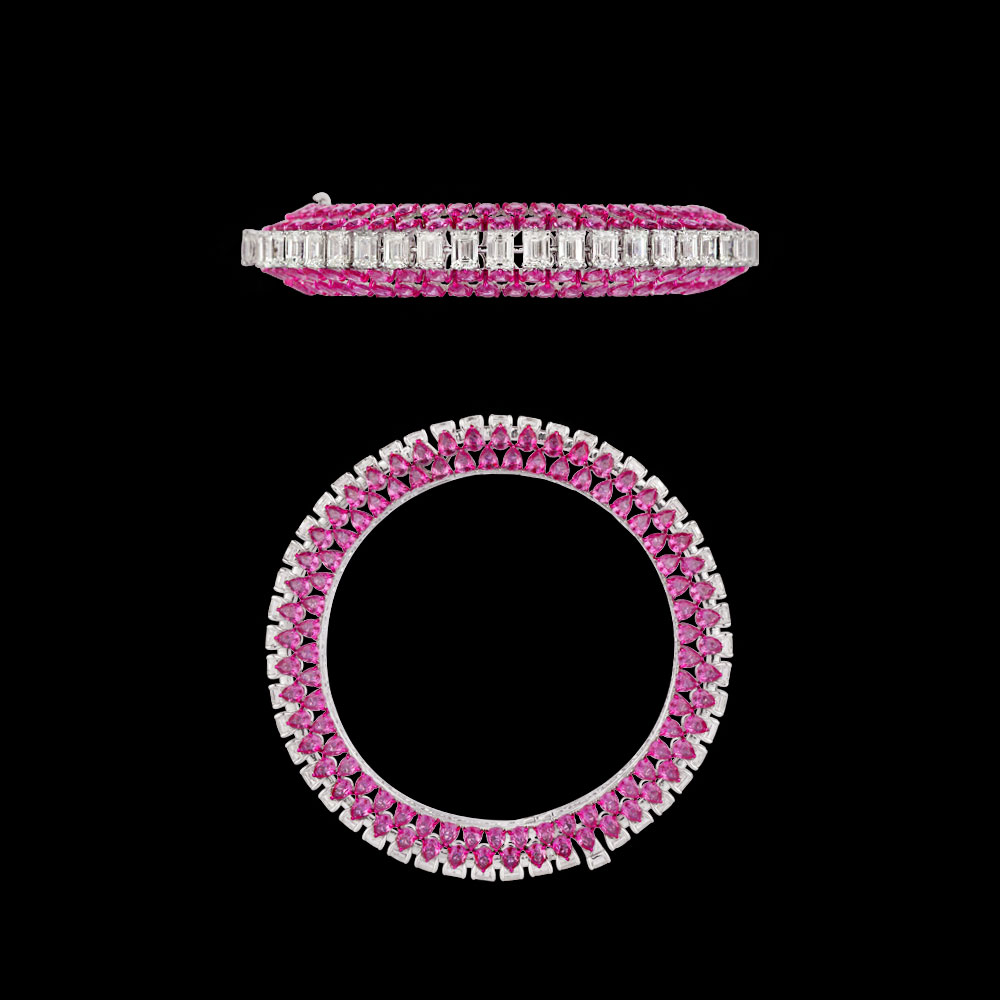 Gemstone Bangles – 18K White Gold | Gharenu GH078BNGSPJBG-0097(PK)
