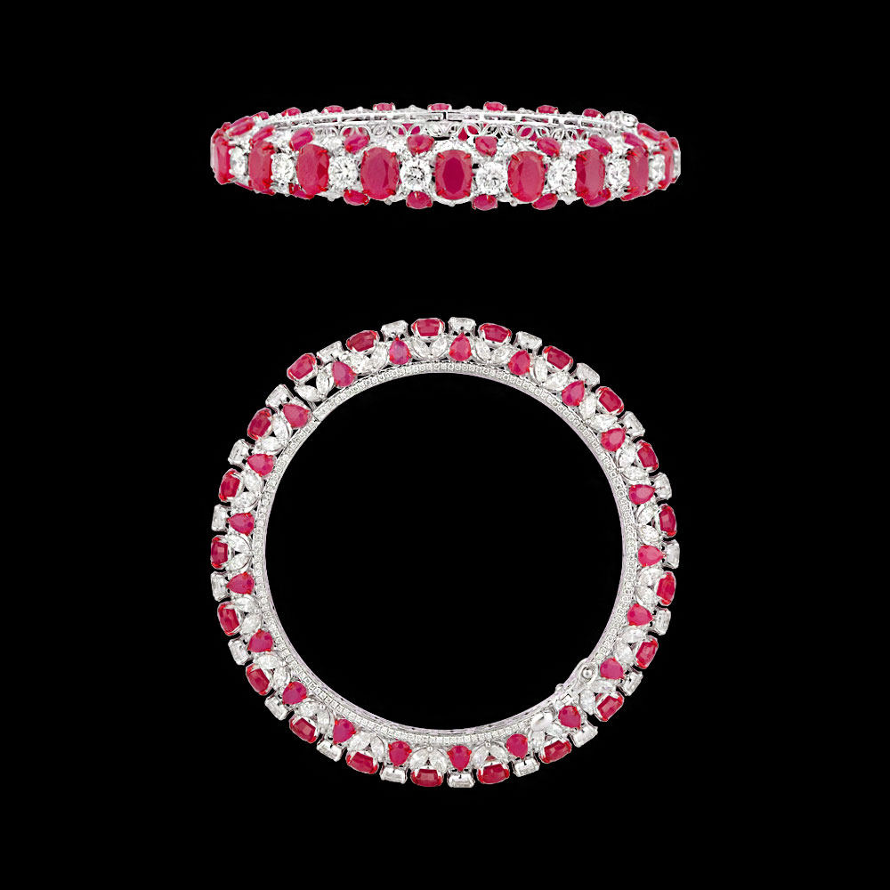 Gemstone Bangles – 18K White Gold | Gharenu GH078BNGSPJBG-0311(R)