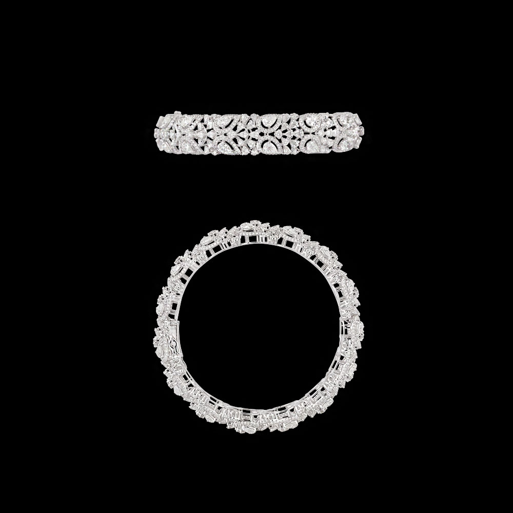 Exclusive Bangles – 14K White Gold | Gharenu GH078BNGSPJBG-0355 Exclusive Bangles – 14K White Gold | Gharenu GH078BNGSPJBG-0355