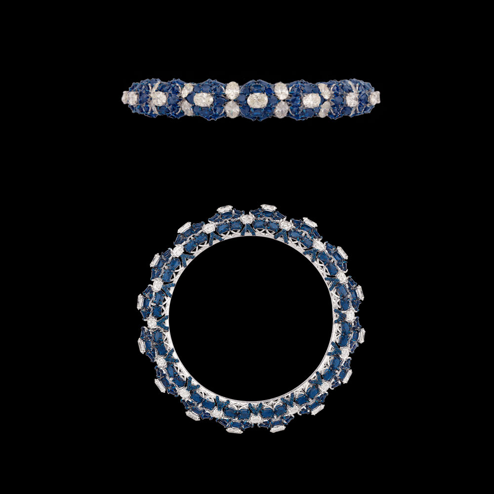 Gemstone Bangles – 14K White Gold | Gharenu GH081BNGBG0442(B)