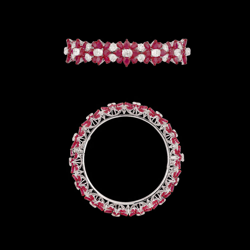 Gemstone Bangles – 14K White Gold | Gharenu GH081BNGBG0443(R)