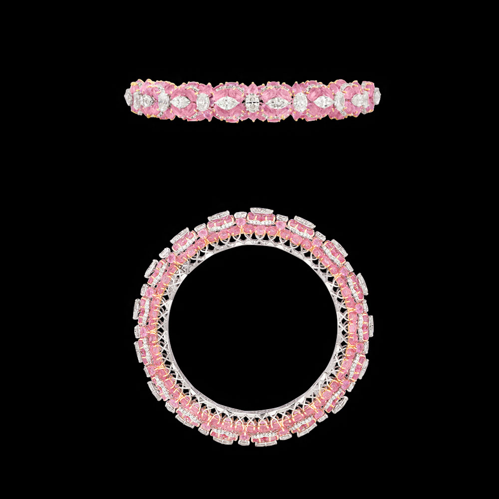 Exclusive Bangles – 14K White Gold | Gharenu GH081BNGBG0446(PK)