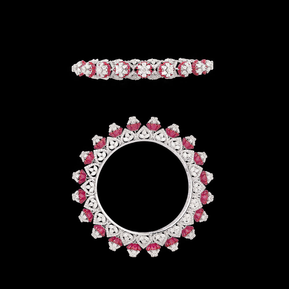 Gemstone Bangles – 14K White Gold | Gharenu GH081BNGBG0568(R)