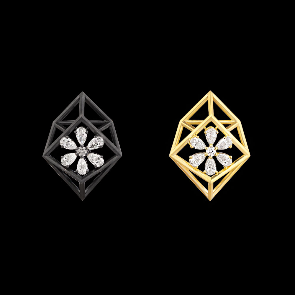 Illusion Earrings – 14K Two Tone (White Gold + Yellow Gold) | Gharenu GH004ERGNDP301691