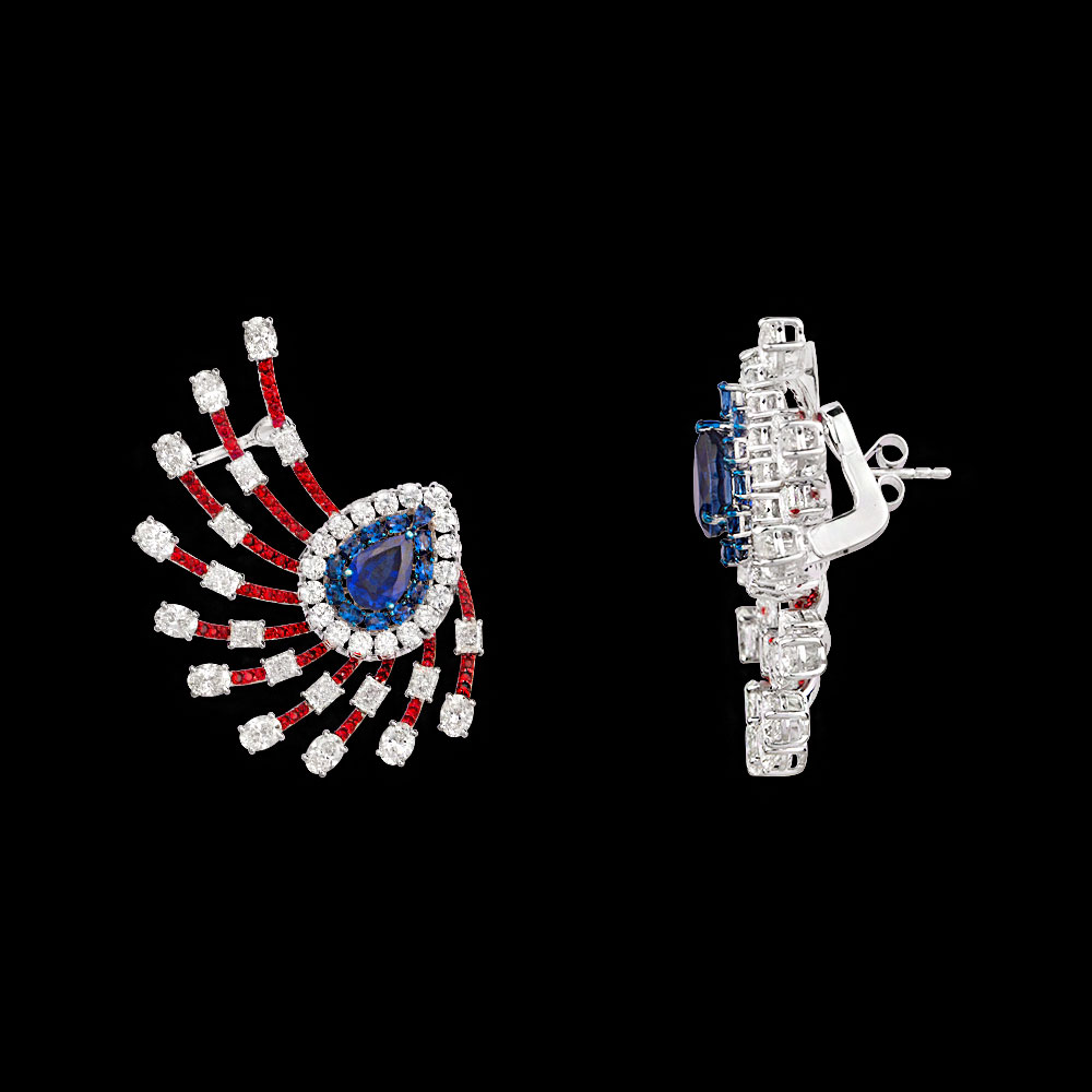 Gemstone Earrings – 18K White Gold | Gharenu GH004NENDPE190083(R-B)