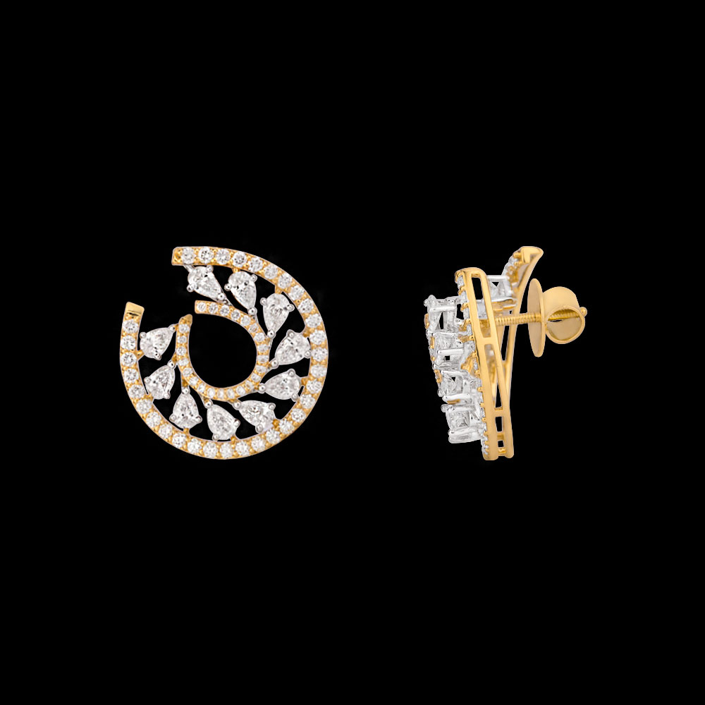 18K Two Tone (White Gold + Yellow Gold) EXCLUSIVE EARRINGS
