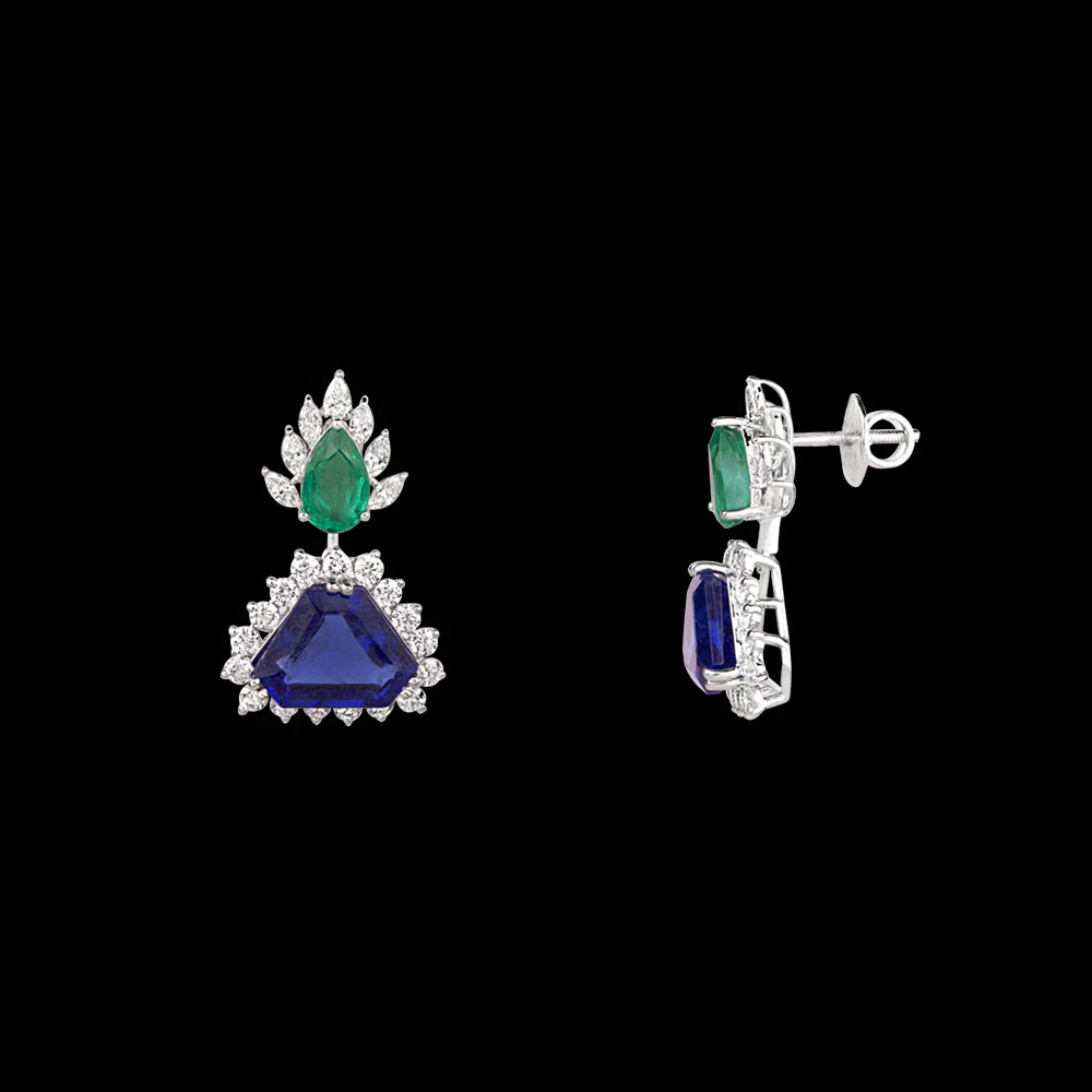 Gemstone Earrings – 18K White Gold | Gharenu GH062NETNE-0612(E-B)
