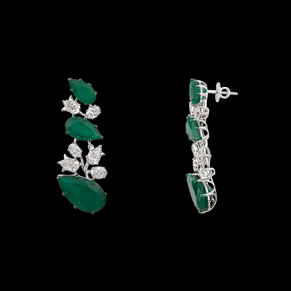 Gemstone Earrings – 14K White Gold | Gharenu GH062NETNE-0706(E)