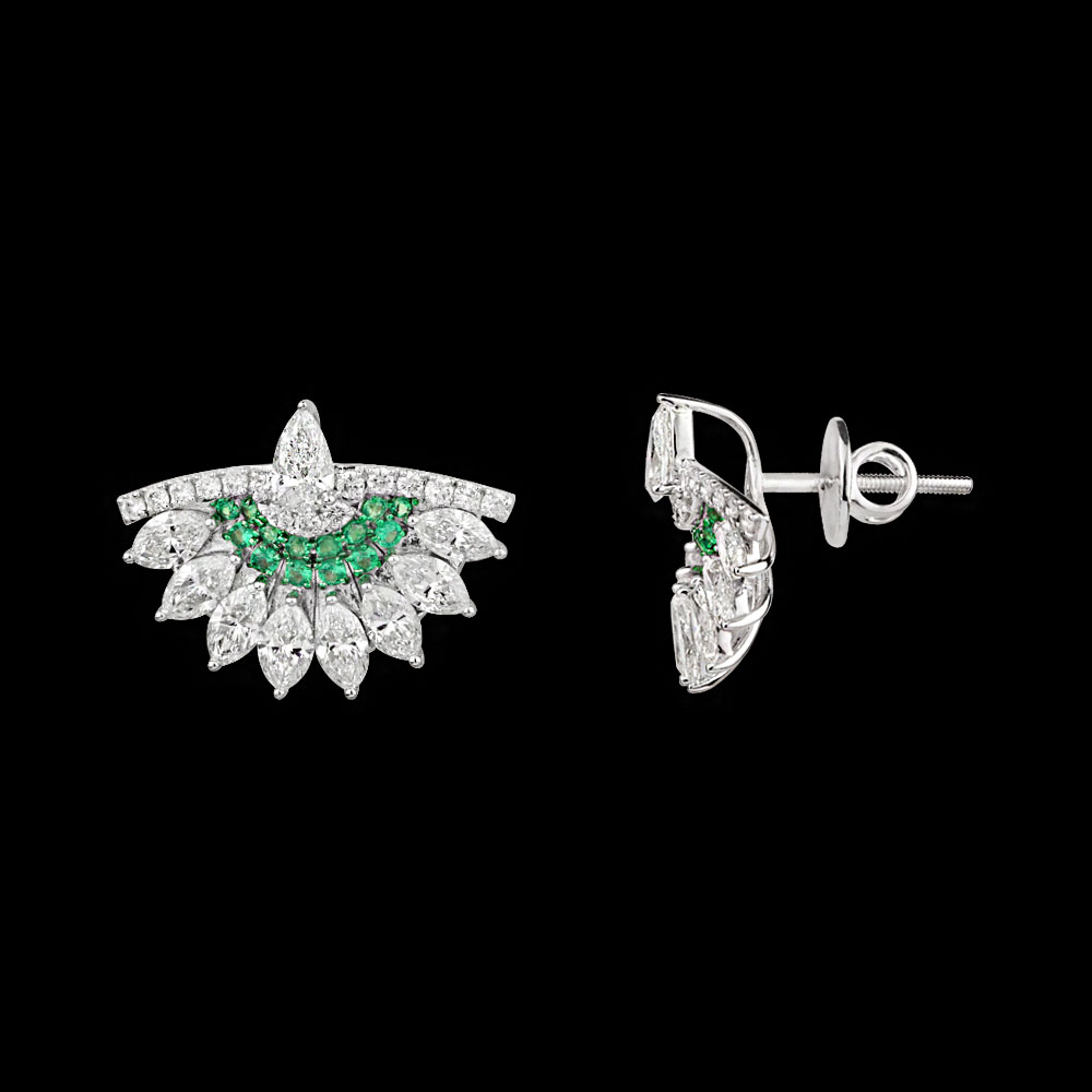 Studs – 14K White Gold | Gharenu GH062PETES-0590(E)