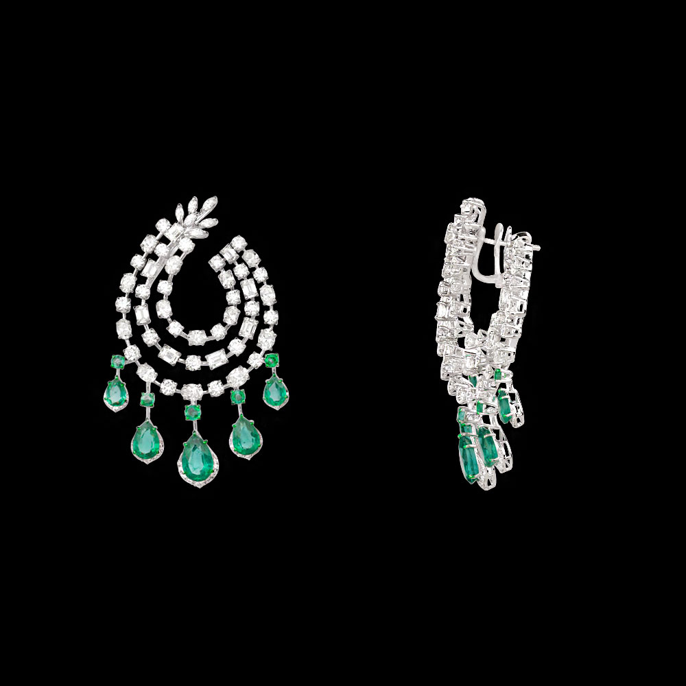 Gemstone Earrings – 18K White Gold | Gharenu GH073NEVCADDA-08E(E)