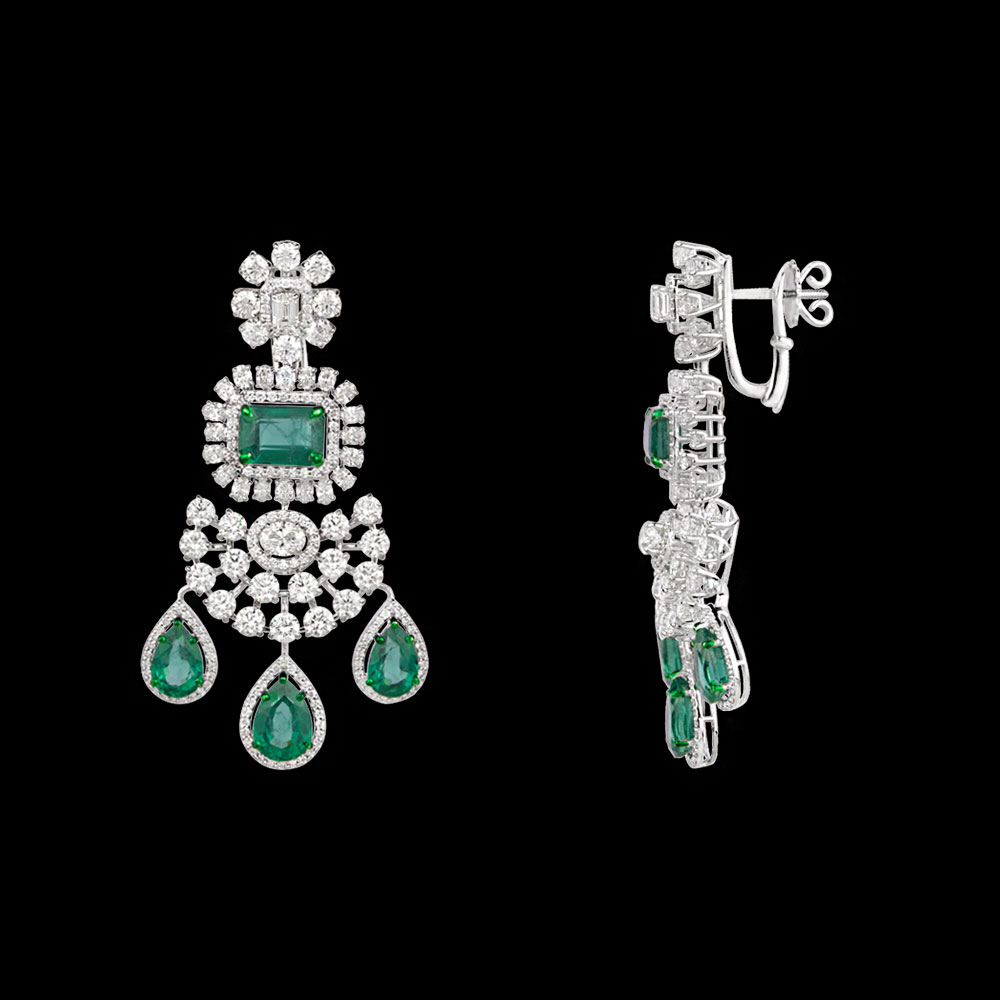 Gemstone Earrings – 18K White Gold | Gharenu GH073NEVCADDA-12E(E)
