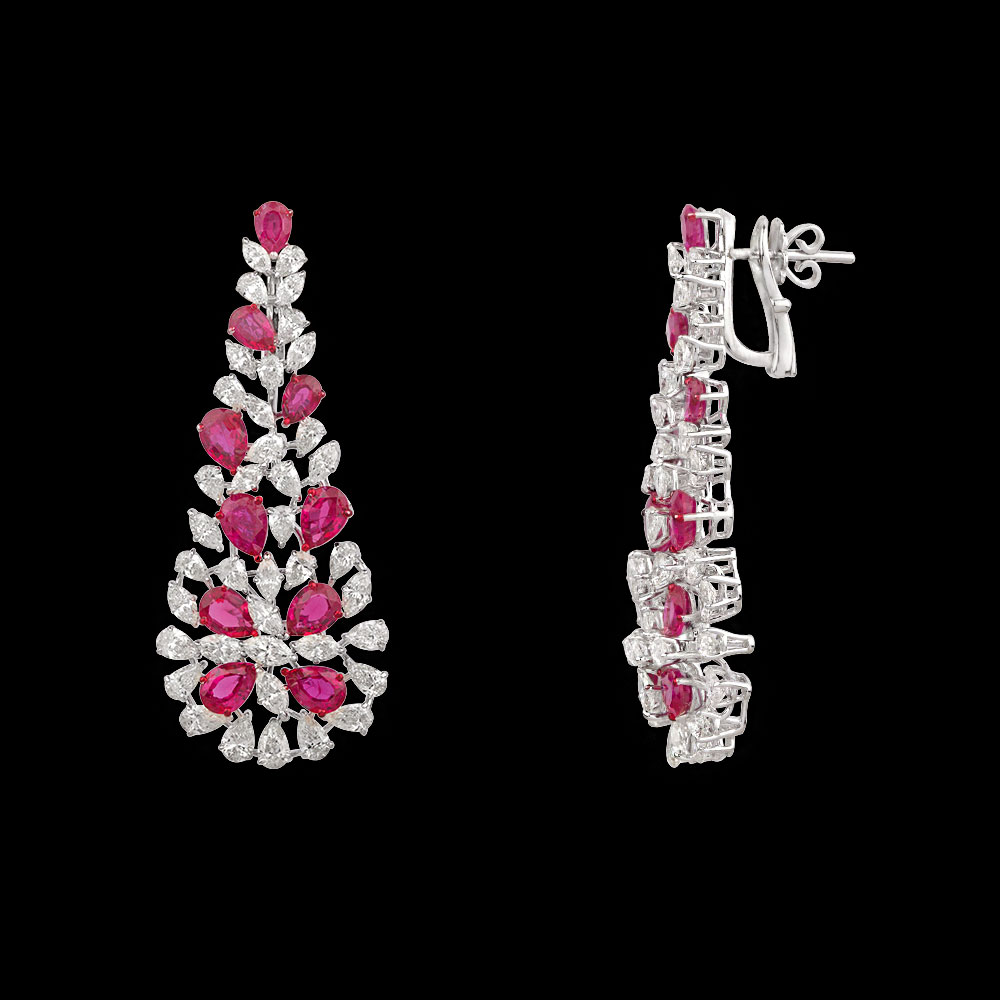 Gemstone Earrings – 14K White Gold | Gharenu GH073NEVCADDA-13E(R)