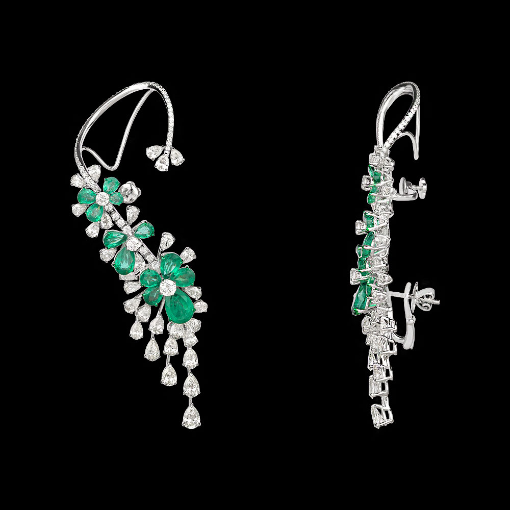 Gemstone Earrings – 14K White Gold | Gharenu GH073NEVCADDA-14E(E)