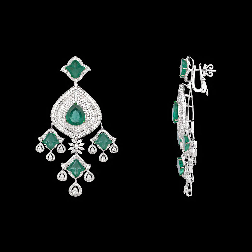 Gemstone Earrings – 18K White Gold | Gharenu GH073NEVCADDC-01E(E)