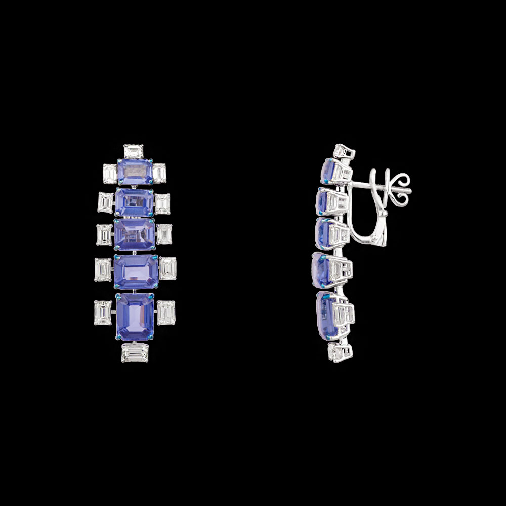 Gemstone Earrings – 18K White Gold | Gharenu GH073NEVCADDD-18E(B)