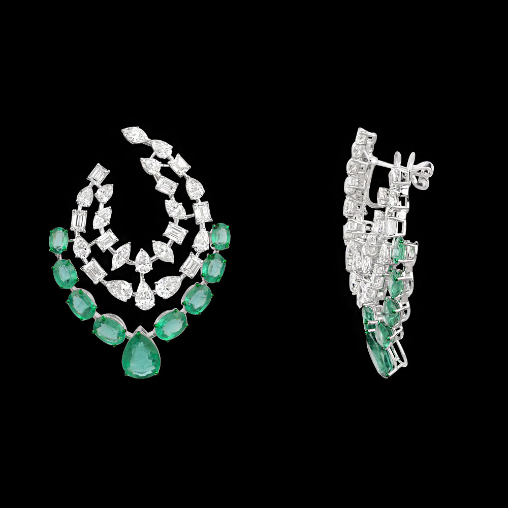 Gemstone Earrings – 14K White Gold | Gharenu GH073NEVCADDD-28E(E)