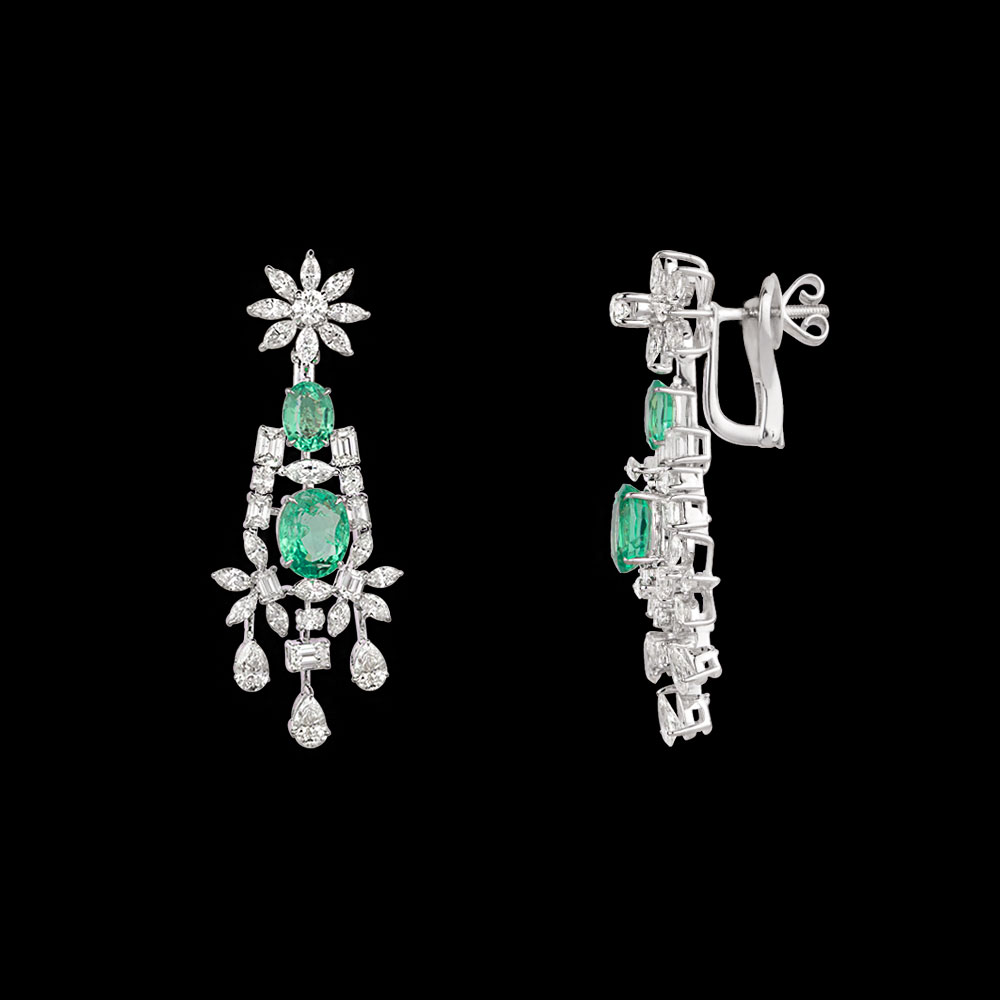 Gemstone Earrings – 18K White Gold | Gharenu GH073NEVCADDG-02E(E)