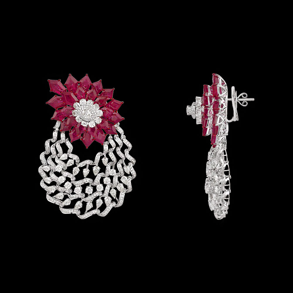 Gemstone Earrings – 14K White Gold | Gharenu GH073NEVCADDI-05E(R)