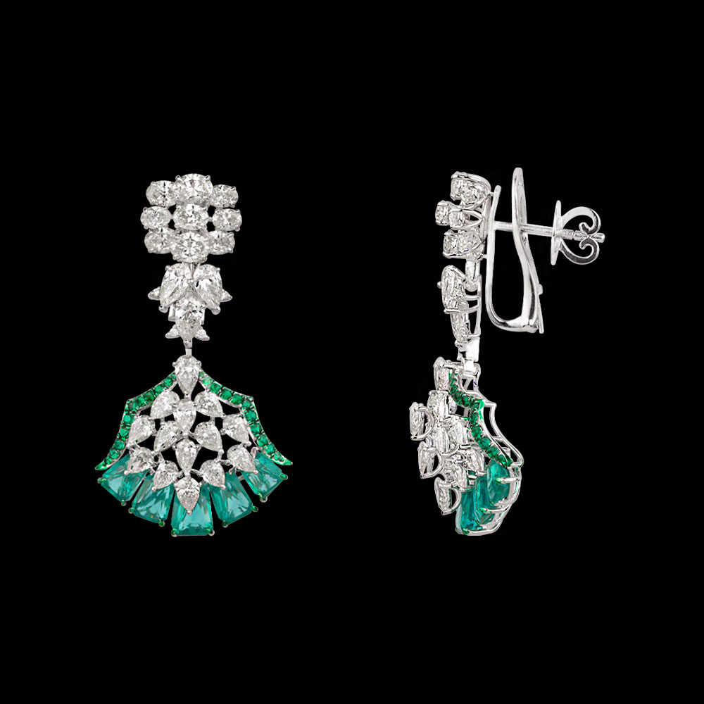 Gemstone Earrings – 14K White Gold | Gharenu GH078NESPJ-ER-0178(E)