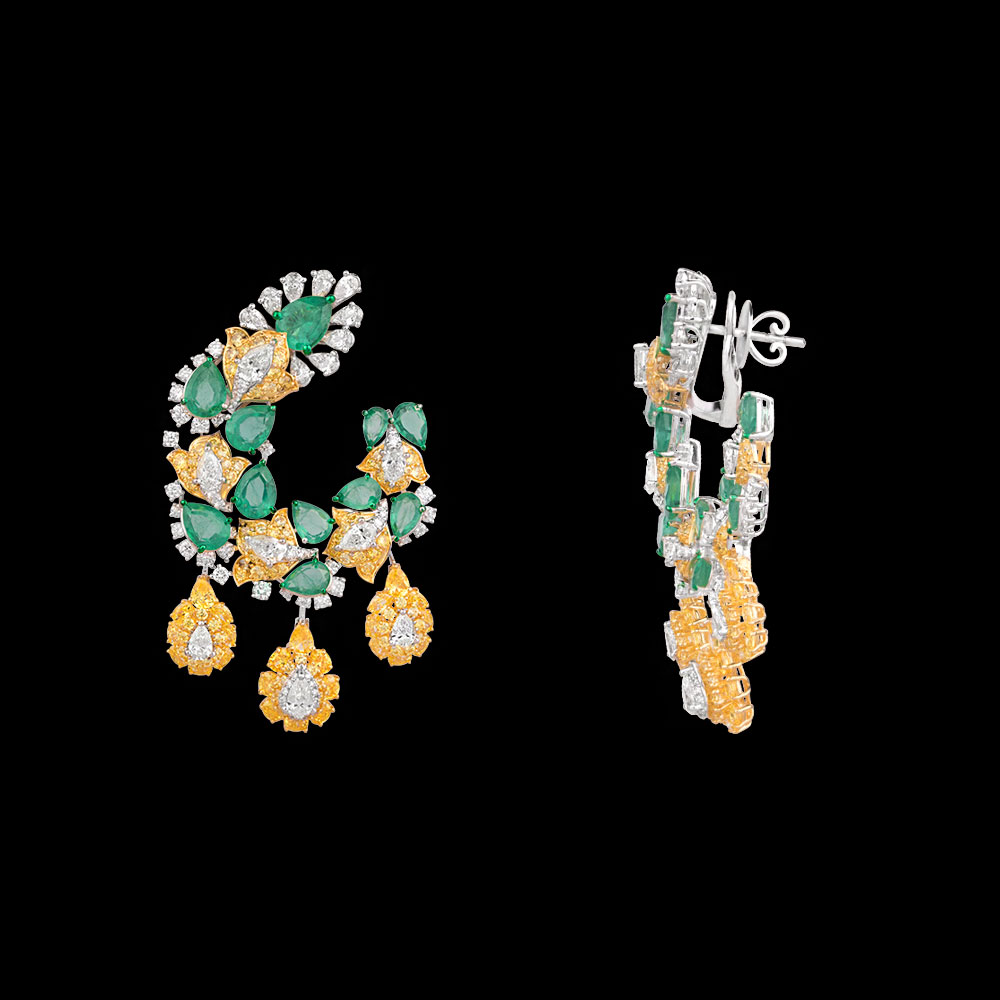 Gemstone Earrings – 18K White Gold | Gharenu GH078NESPJER-0143(YS-E)