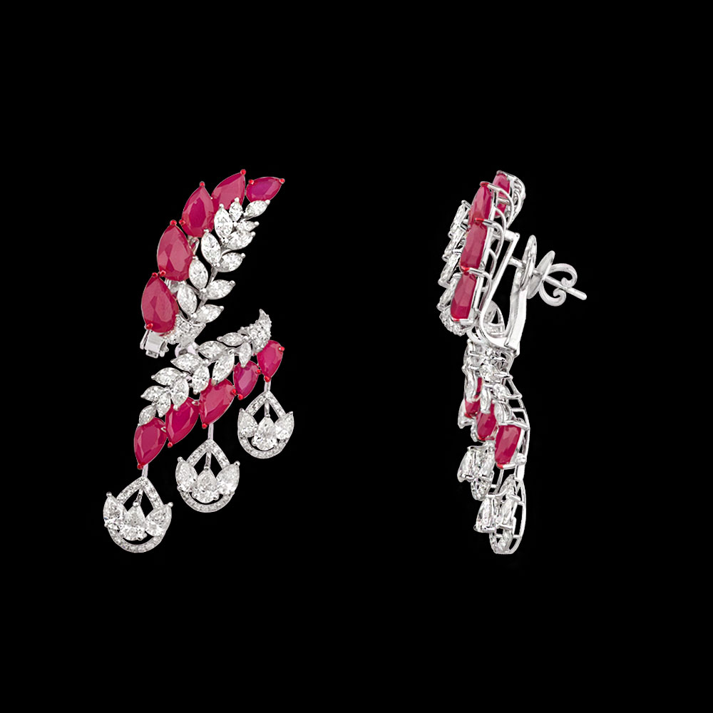 Gemstone Earrings – 18K White Gold | Gharenu GH078NESPJER-0150(R)