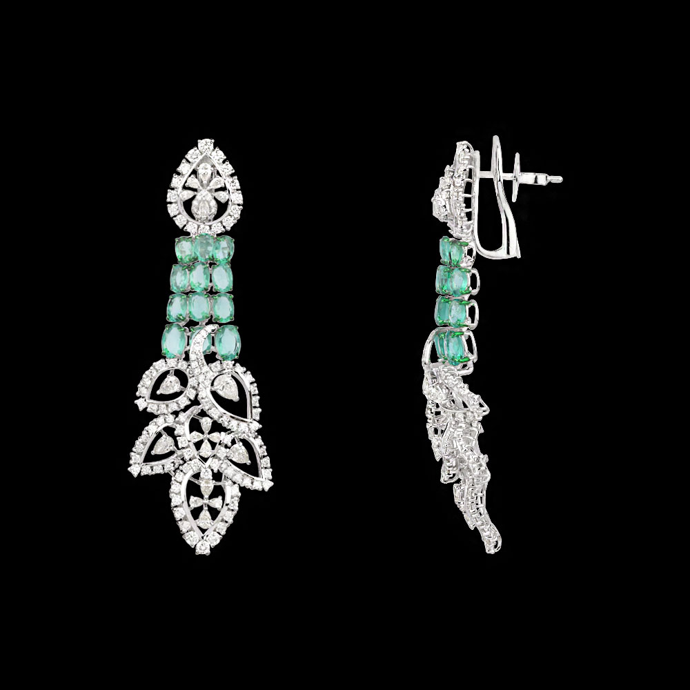 Gemstone Earrings – 14K White Gold | Gharenu GH078NESPJER-0177(E)