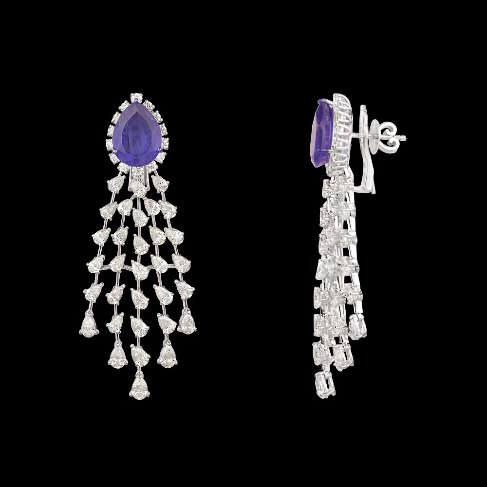 Gemstone Earrings – 14K White Gold | Gharenu GH078NESPJER-0179(B)