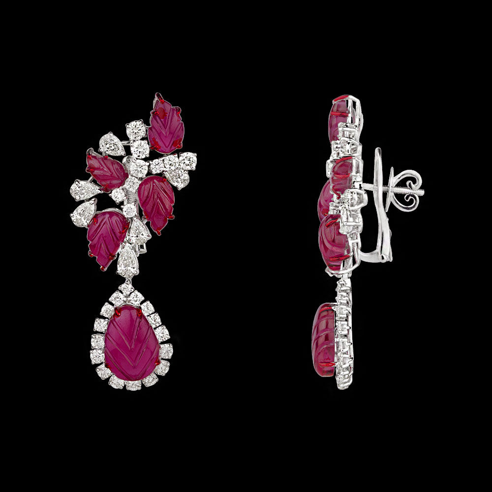Gemstone Earrings – 14K White Gold | Gharenu GH078NESPJER-0181(R)
