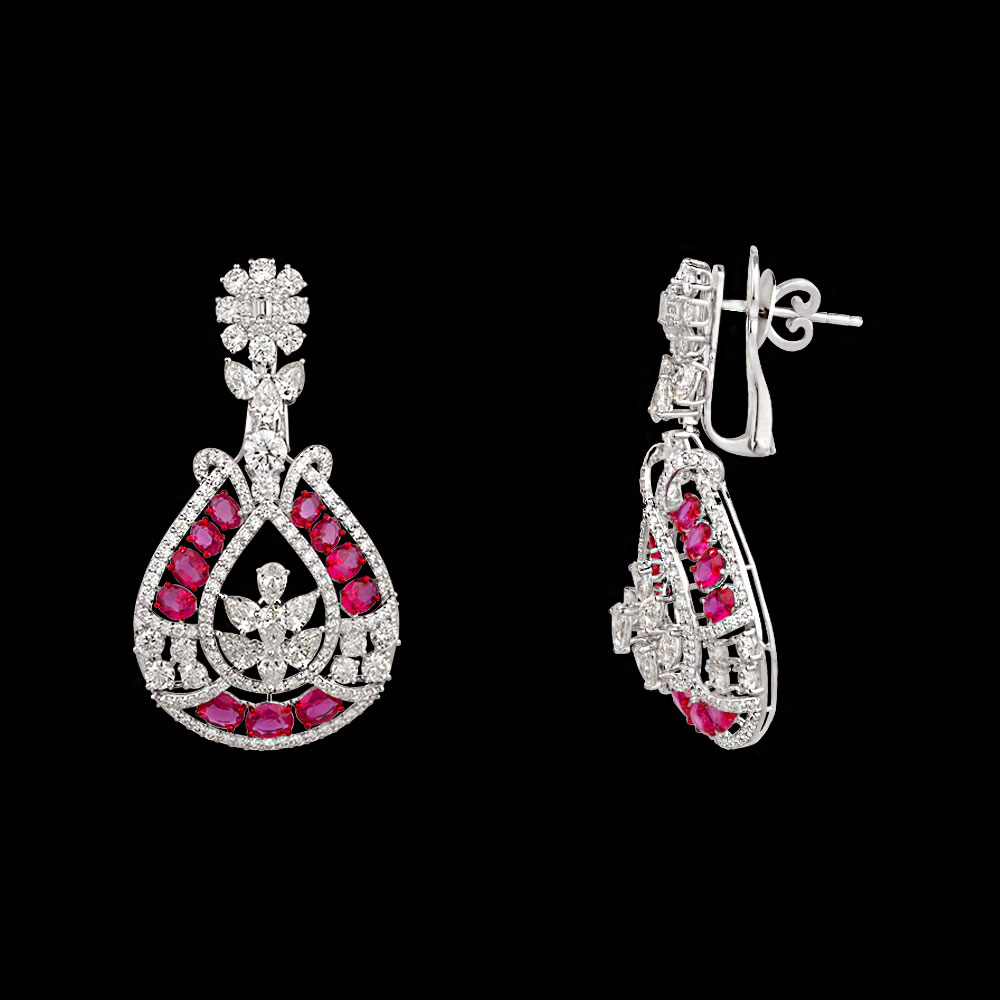 Gemstone Earrings – 14K White Gold | Gharenu GH078NESPJER-0189(R)