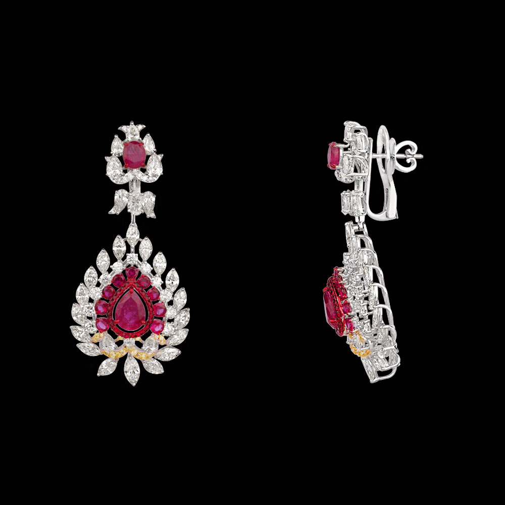 Gemstone Earrings – 14K White Gold | Gharenu GH078NESPJER-0195(R-YS)