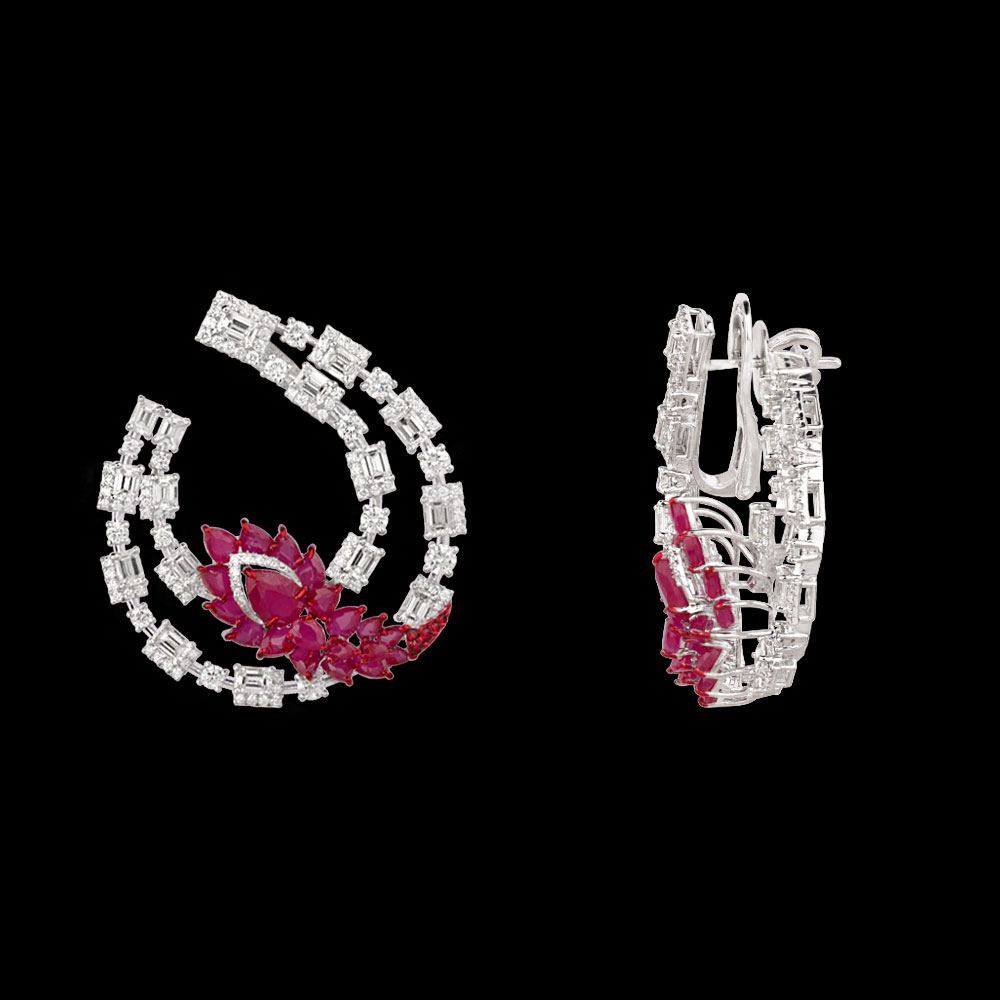 Gemstone Earrings – 14K White Gold | Gharenu GH078NESPJER-0222(R)