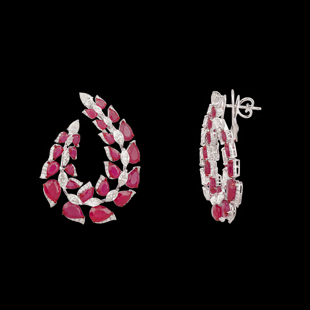 Gemstone Earrings – 14K White Gold | Gharenu GH078NESPJER-0234(R)