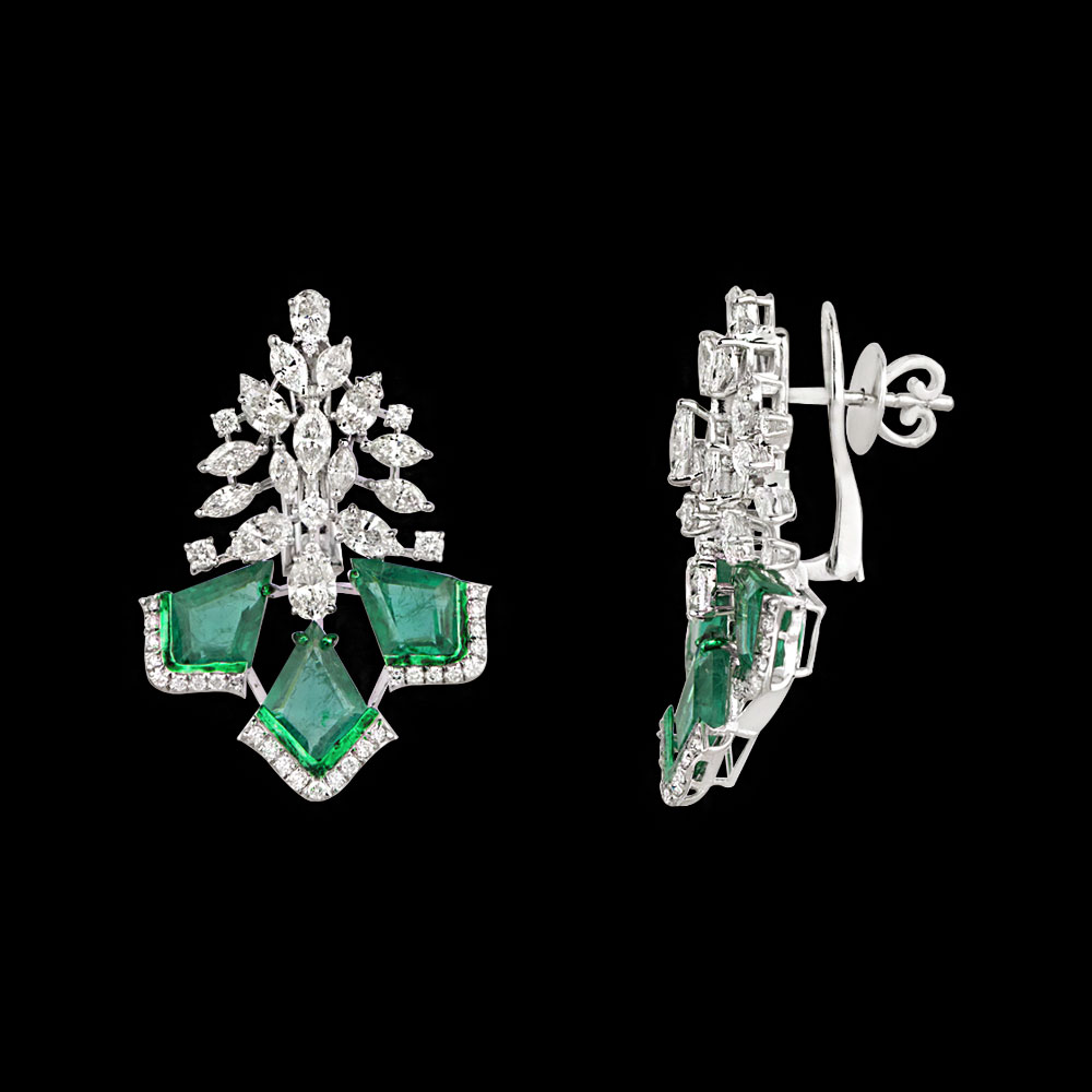 Gemstone Earrings – 14K White Gold | Gharenu GH078NESPJER-0235(E)