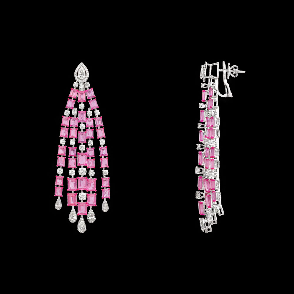 Gemstone Earrings – 18K White Gold | Gharenu GH081NEER0309(PK)