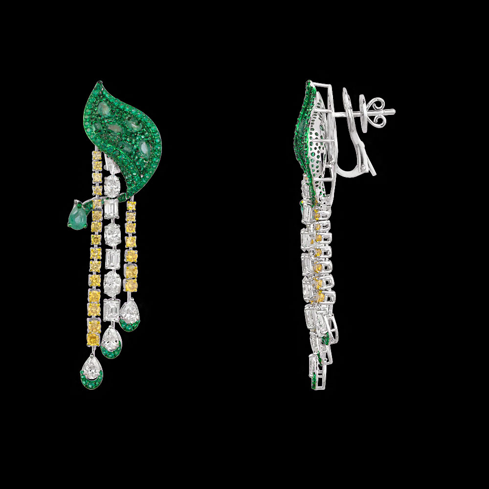 Gemstone Earrings – 14K White Gold | Gharenu GH081NEER0355(E-YS)