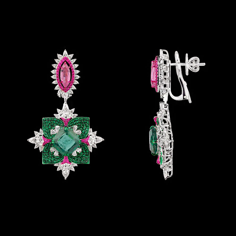 Gemstone Earrings – 18K White Gold | Gharenu GH081NEER0371(E-PK)