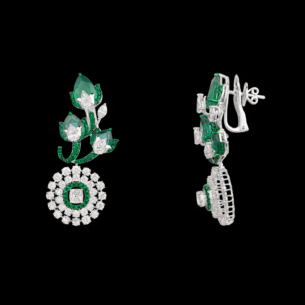 Gemstone Earrings – 14K White Gold | Gharenu GH081NEER0381(E)