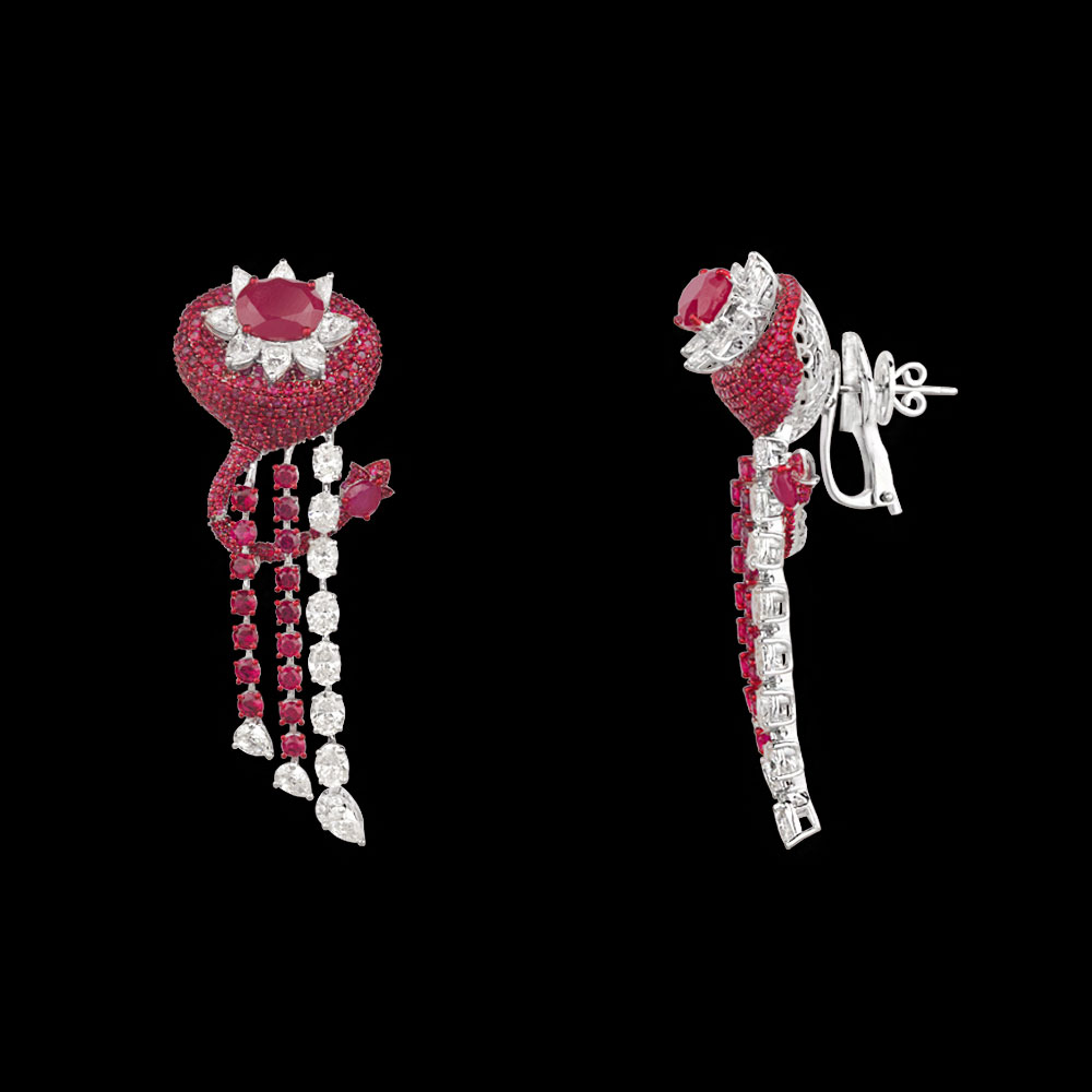 Gemstone Earrings – 14K White Gold | Gharenu GH081NEER0382(R)