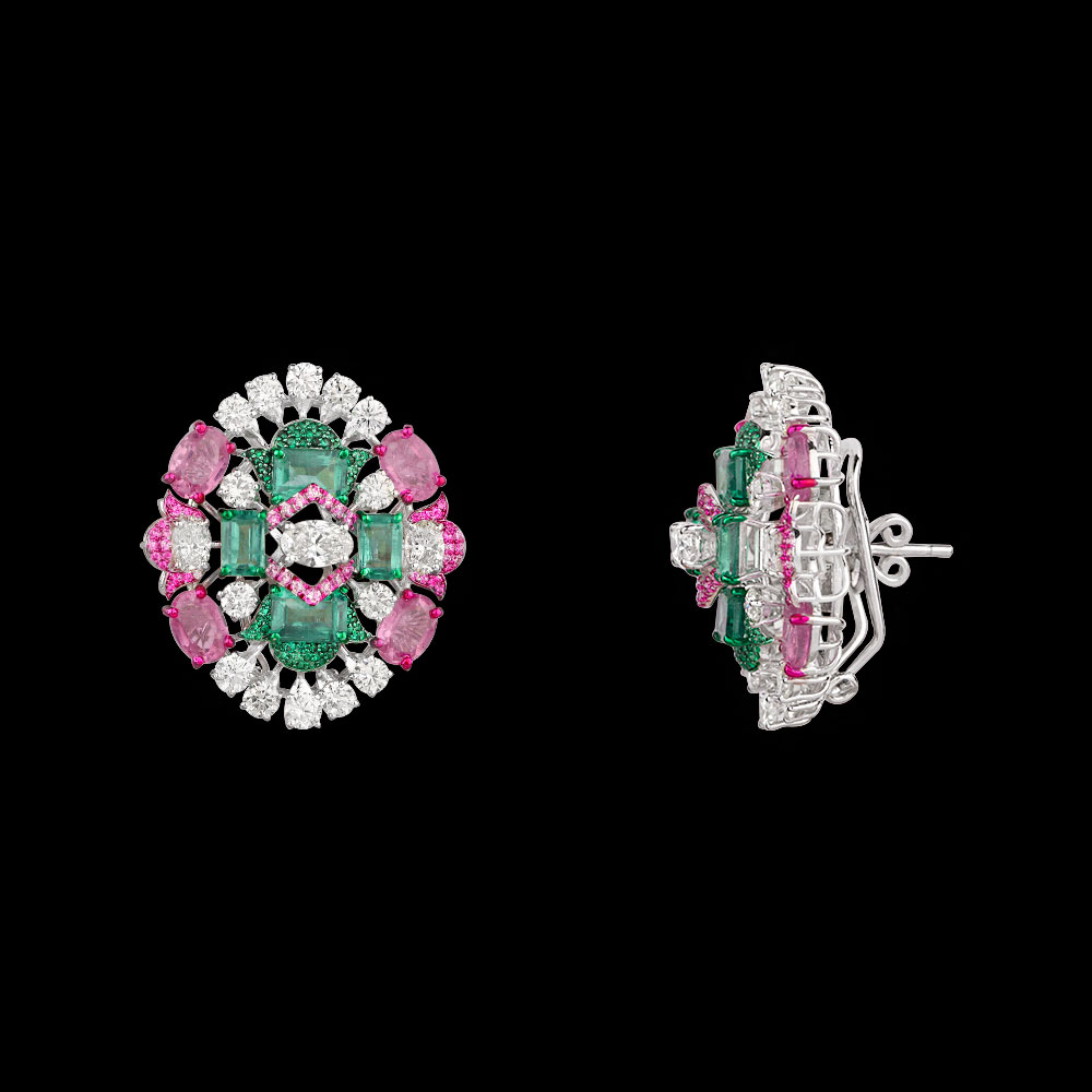 Gemstone Earrings – 14K White Gold | Gharenu GH081NEER0383(E-PK)