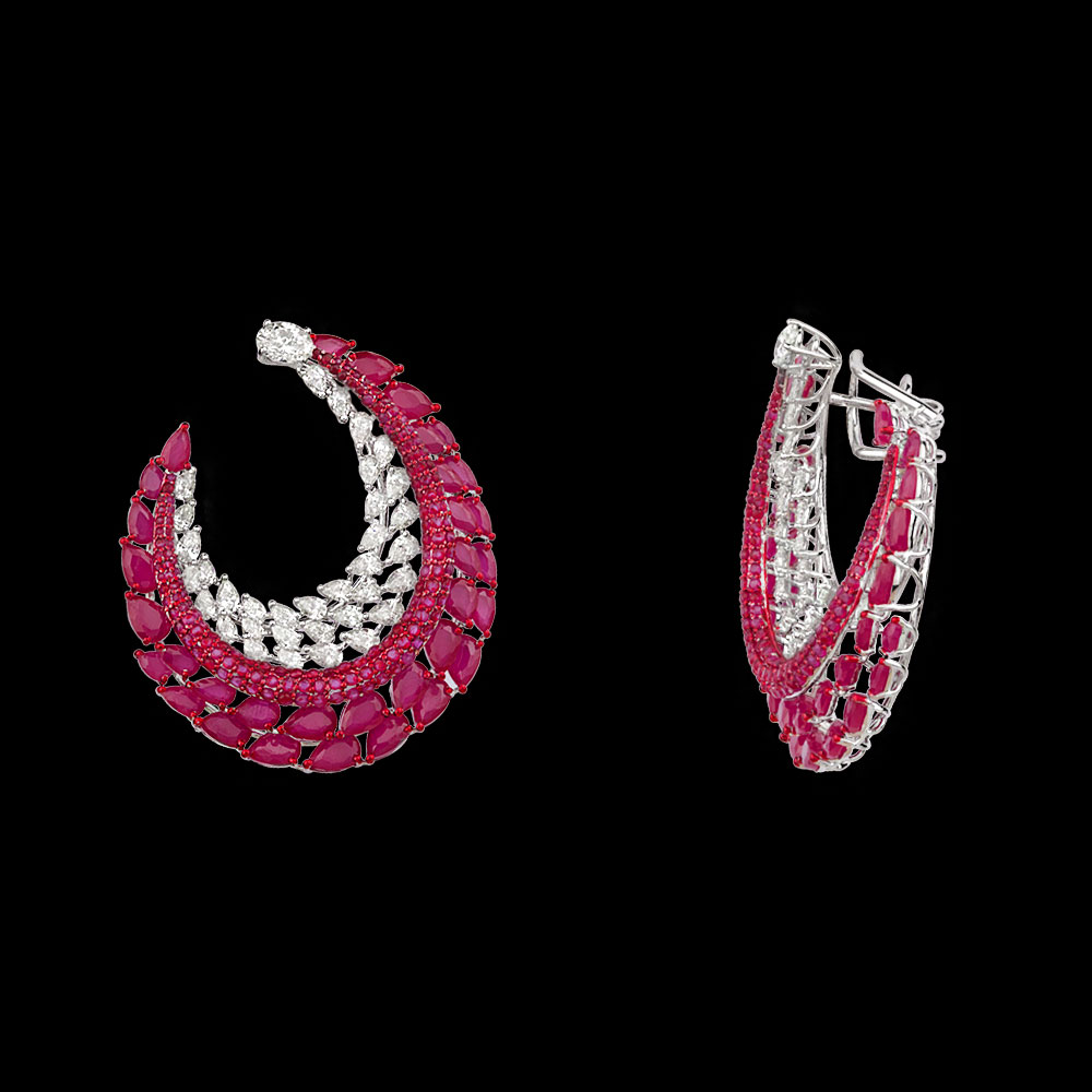 Gemstone Earrings – 14K White Gold | Gharenu GH081NEER0404(R)