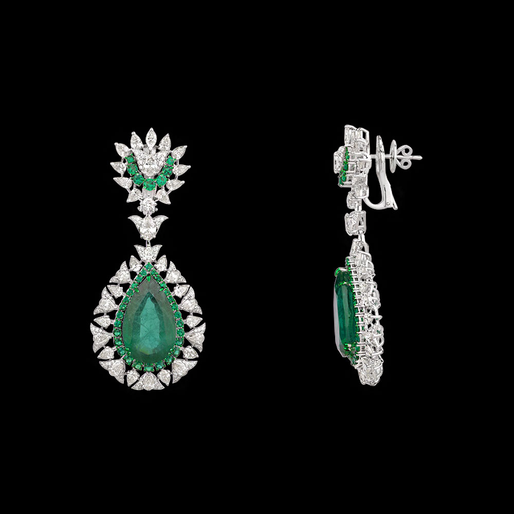 Gemstone Earrings – 14K White Gold | Gharenu GH081NEER0407(E)