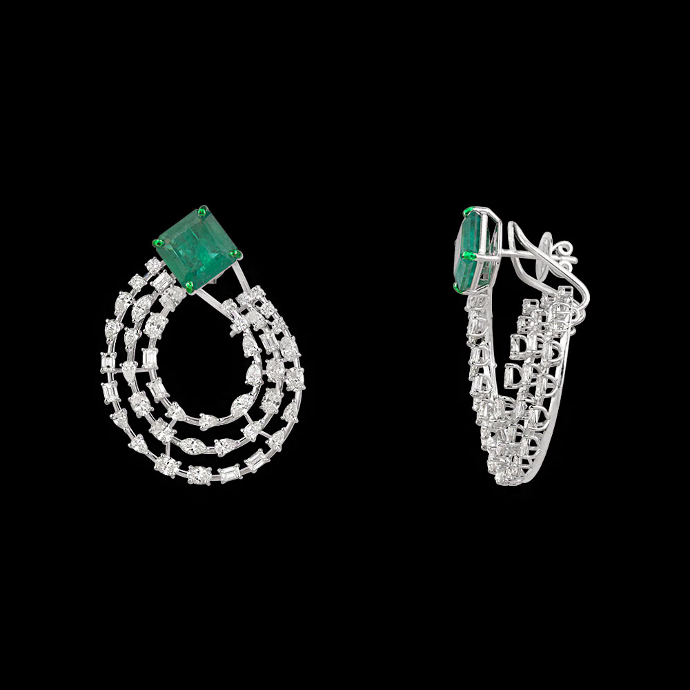 Gemstone Earrings – 18K White Gold | Gharenu GH081NEER0408(E)