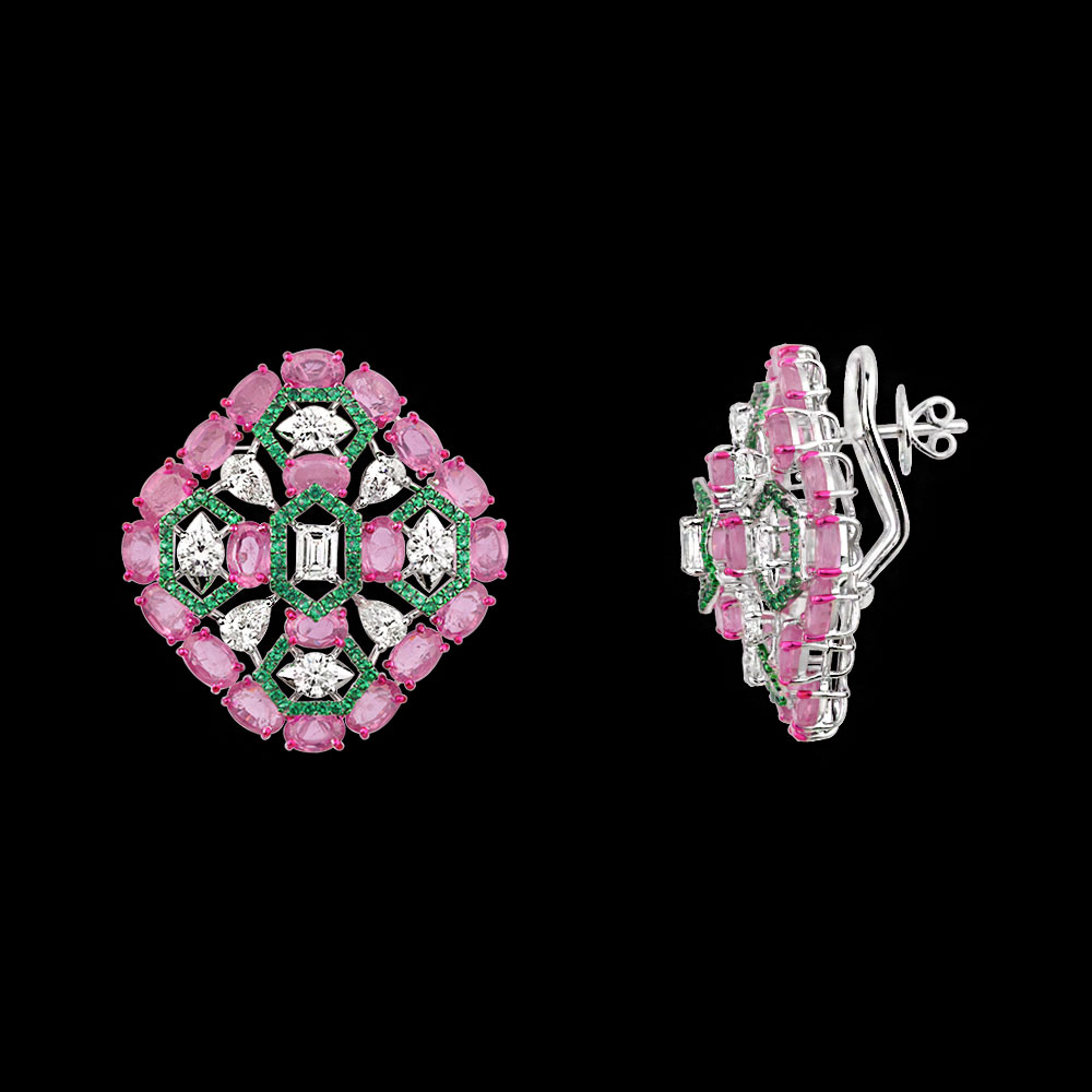 Gemstone Earrings – 14K White Gold | Gharenu GH081NEER0427(E-PK)