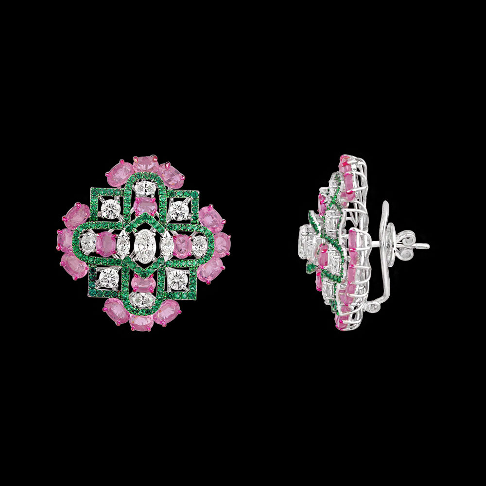 Gemstone Earrings – 14K White Gold | Gharenu GH081NEER0428(E-PK)